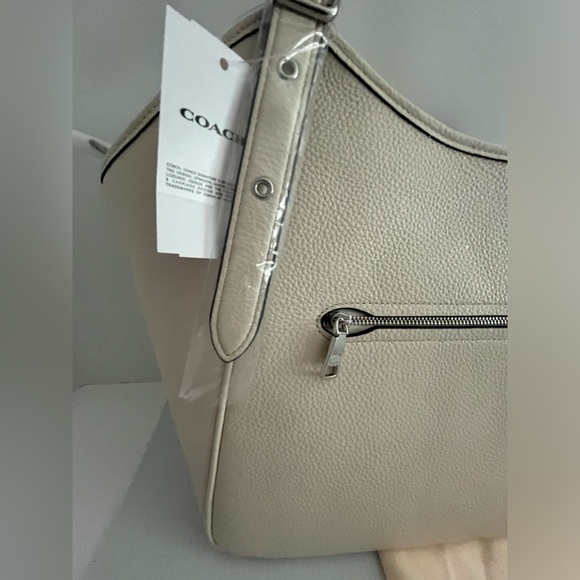 Coach Meadow Pebbled Leather Shoulder Bag Purse in SV/Chalk - Picture 14 of 16